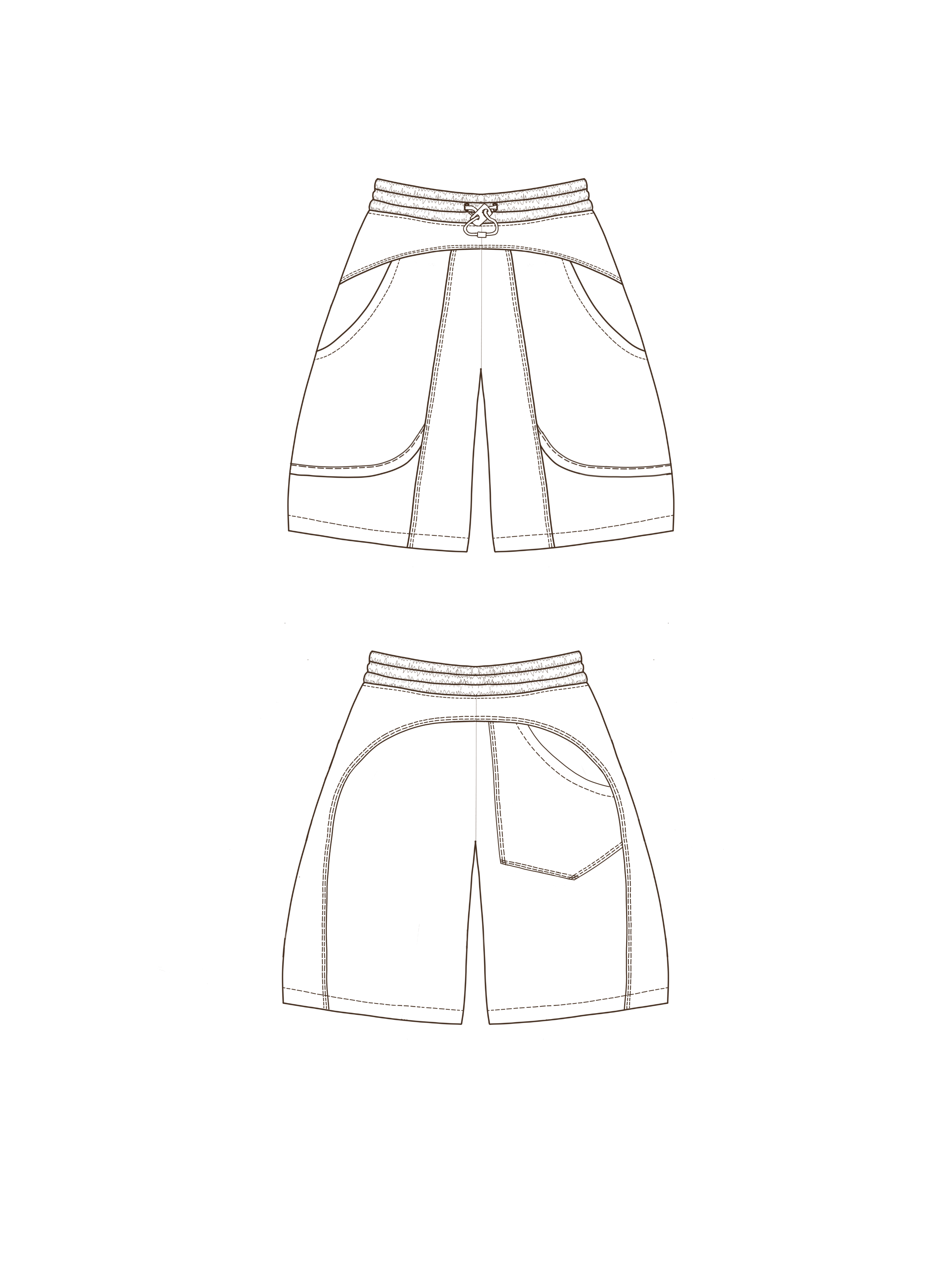 Dessin technique — Le Short Bi-Matière